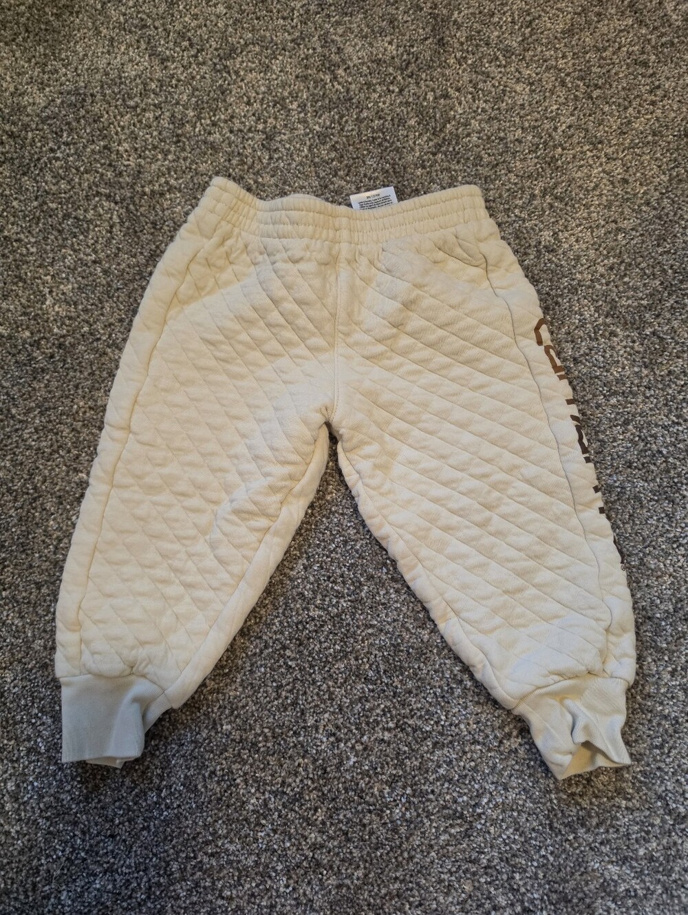 Carhartt Cream Quilted Kids Joggers with Side Logo